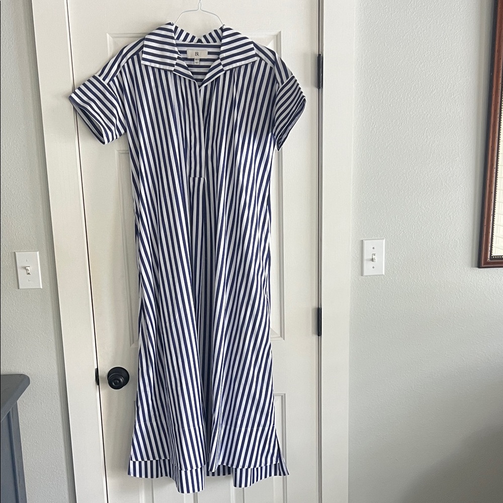 Banana Republic Navy and White Striped Maxi Dress
